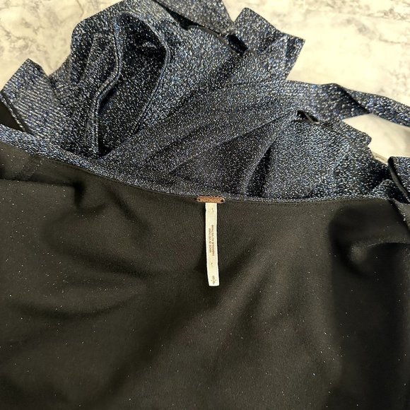 Free People One More Time Lurex Wrap Dress in Navy - Picture 10 of 15